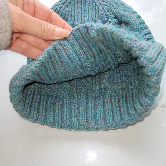 Rare Navia Vintage Shetland/Faroese Wool Cable-Knit Hat Teal Blue - Picture 3 of 4